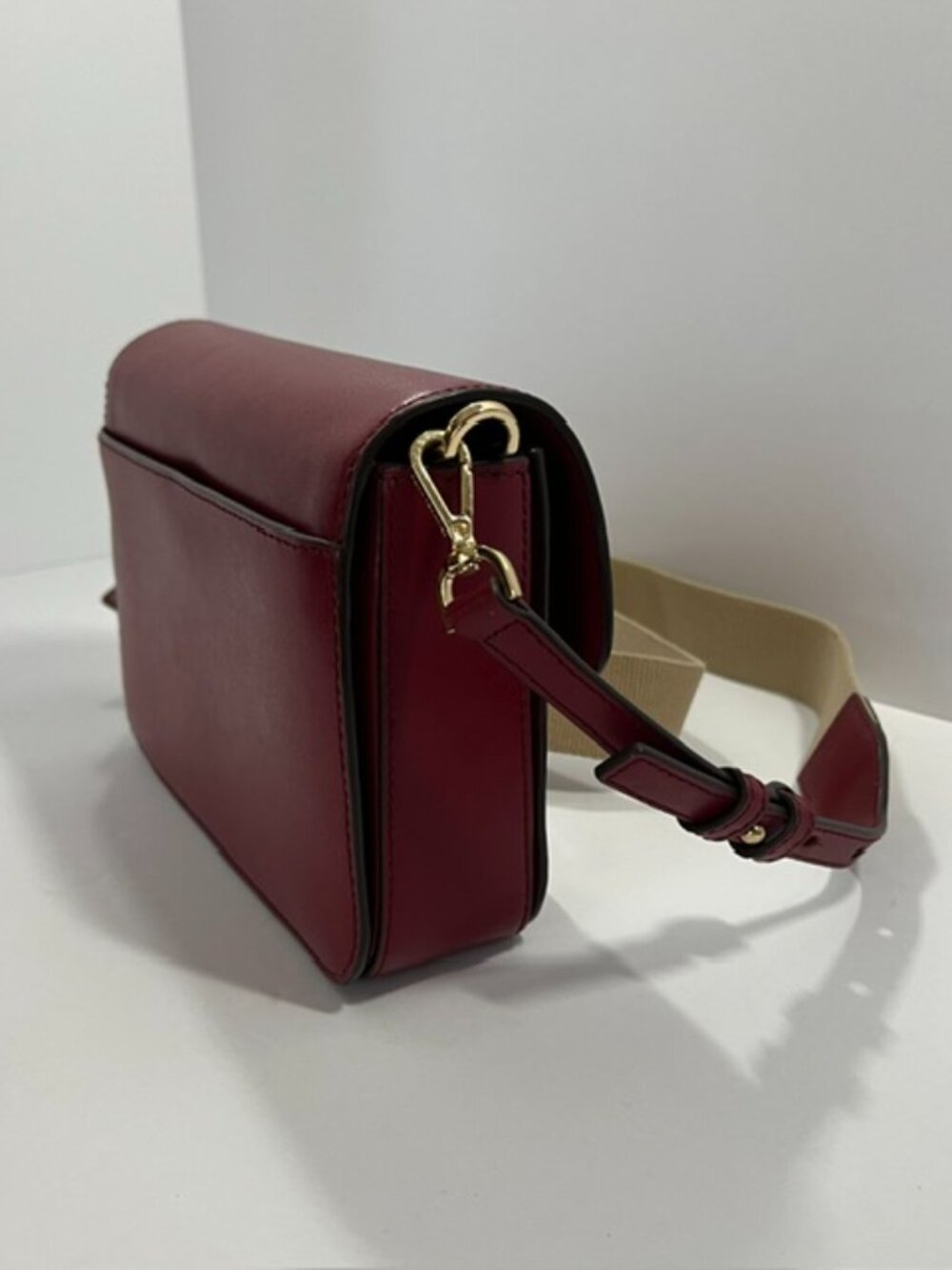 Michael Kors Leather Sloan Editor Large Shoulder Bag Dark Cherry 2 Straps - Picture 8 of 14